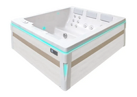 PassionSpa Serene 5 Whirlpool – beige und weiß, türkisfarbene LED-Beleuchtung
