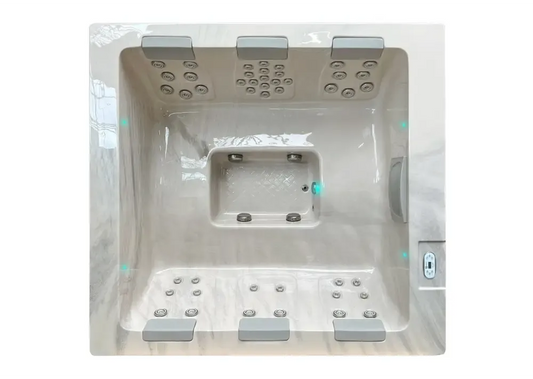 PassionSpa Serene 6 Whirlpool – modernes Design, weiße Ausführung, Marmormuster, Massagedüsen