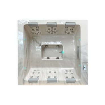 PassionSpa Serene 6 Whirlpool – modernes Design, weiße Ausführung, Marmormuster, Massagedüsen, Bedienfeld