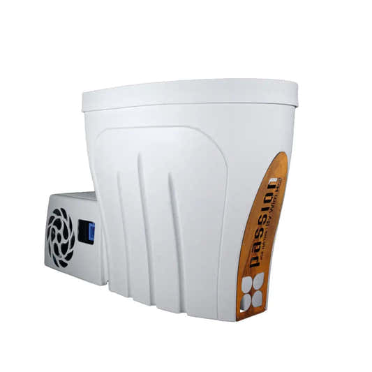 PassionSpa Wim Hof Ice Revive Eisbad – Ice Bath Collection, weißer Kunststoff, stilvolles Design, gerippte Oberfläche, orangefarbenes Paneel