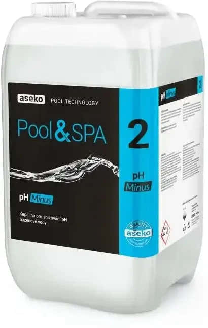 Flüssiges pH-Minus für ausgeglichenes Poolwasser, 20 l, in weißer Verpackung