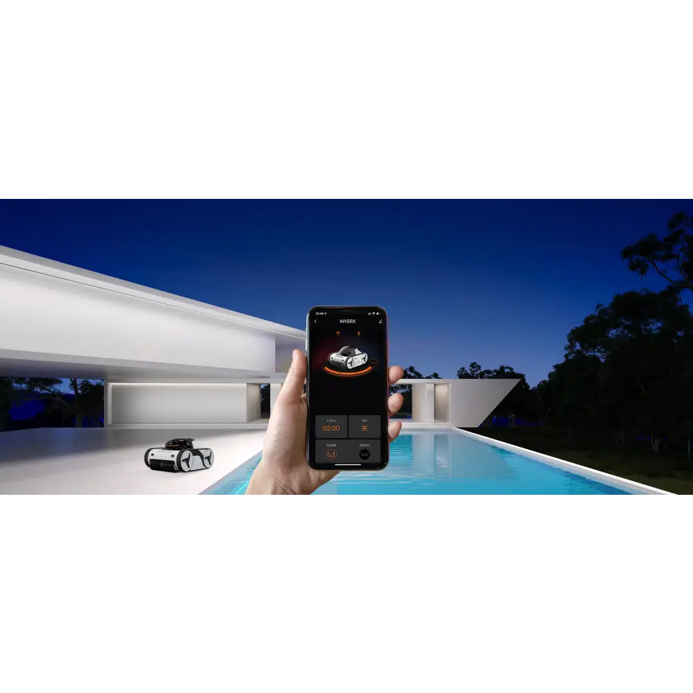 Xwarrior InverX X60 svartvit robotisk poolrengörare med modern design