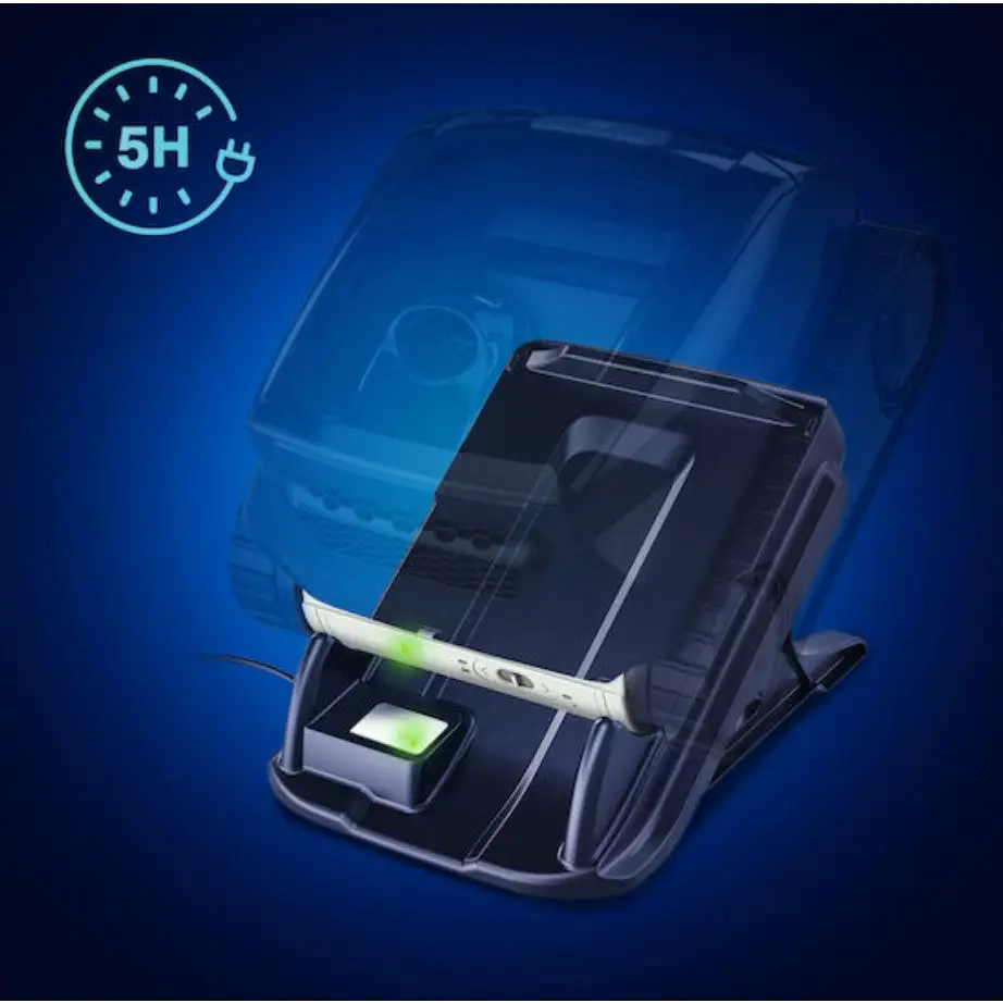 Poolrobot Zodiac Freerider med trådlös frihet: svart laddningsstativ med grön lampa