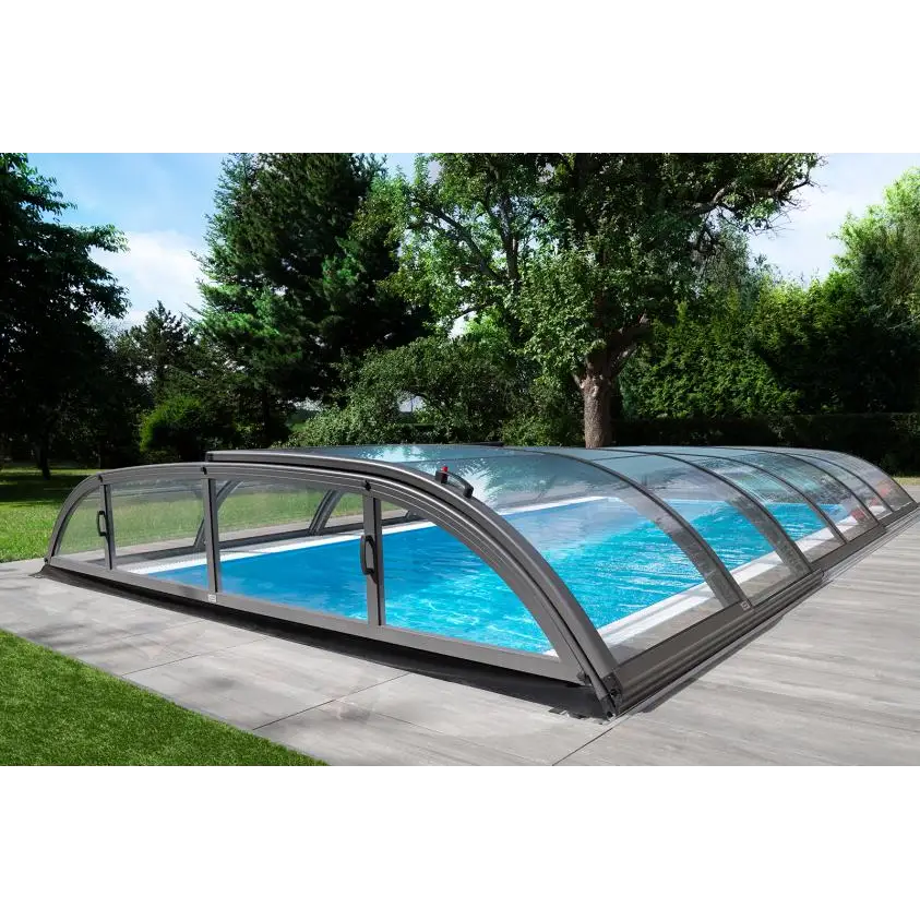 Pooltak Dallas 3x6 i klar kanalplast med grå ram