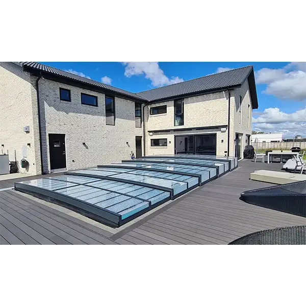 Pooltaket Icon med sarg klarplast i antracit, modern glasdesign