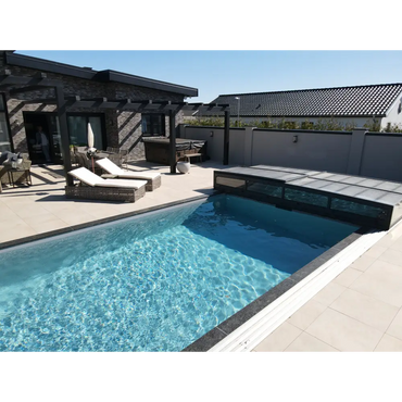 ICON KIT S3 Poolüberdachung – 4 x 9, rechteckiger Pool, transparente Paneele, Seitentür, einzelne anthrazitfarbene Schiene, Pool kaufen
