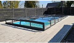 Icon Kit Poolüberdachung – schwarzer Rahmen, Dach mit transparenten Paneelen, für einen Pool