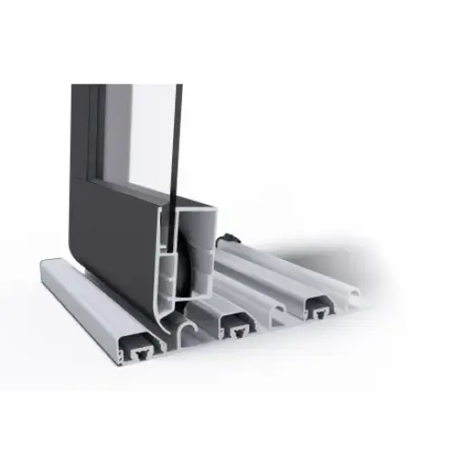Pooltak Klasik med extra starka profiler – svart och silver aluminiumfönsterprofil i kappsektion