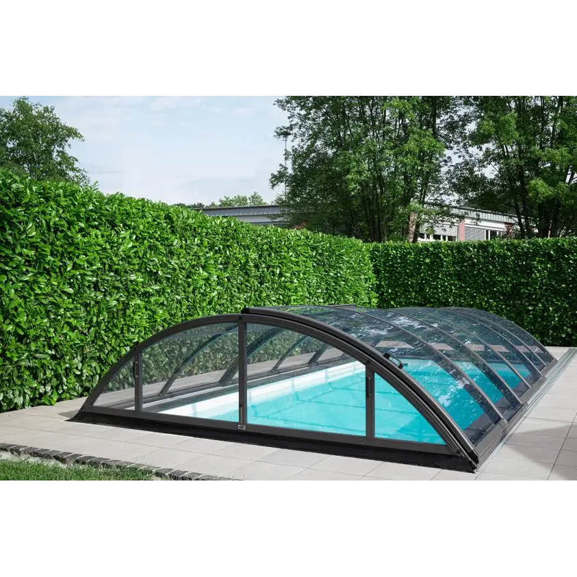 Pooltak Klasik med extra starka profiler, modern valvformad glastak för pool