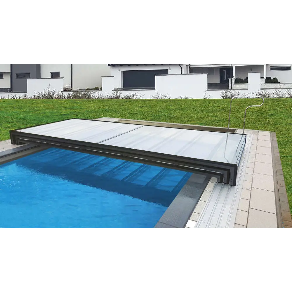 Modern pooltak Mästare Plus med svart ram och vit panel för 3x6