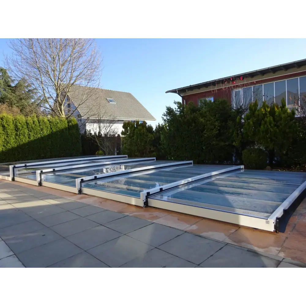 Modern Pooltak Mästare Plus med glasdesign och mörk ram 3x6