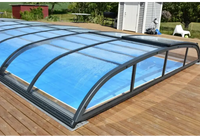 Pooltak Nivo Kit 1060B med modern bågad pooltäckning i svart ram