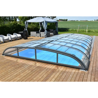 Bågad pooltäckning i glas med svart ram för Pooltak Nivo Kit 1060B