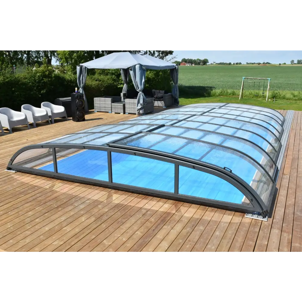 Pooltak Nivo Kit 750B med bågad glasöverdrag och svart ram