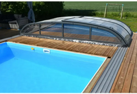 Pooltak Nivo Kit 860B med kurvad transparent glas och grå ram