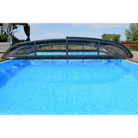 Pooltak Nivo Kit 960B med svart valvform, transparenta paneler och mesh-sidor