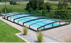 Poolüberdachung Special 5×10 ohne Rahmen Klarplastik Seitentür Anthrazit