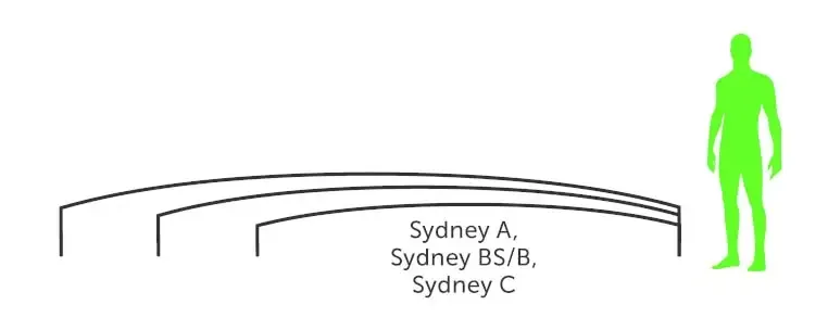 Minimalistisk svart linjeritning av Sydney pooltak med flexibilitet för pool