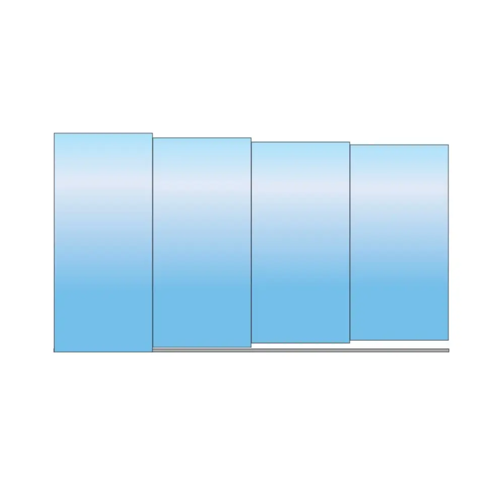 Ultra lågt pooltak Sydney 4x7 i blåtonat glas, fyra paneler