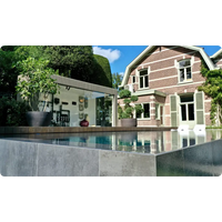 Pooltime Exklusiv ovanmark PP pool med oändlighetskant, grå sten och blå vatten