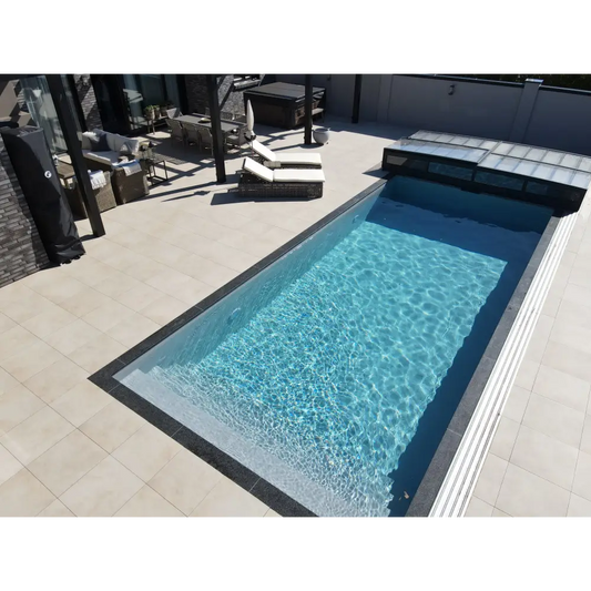 Pooltime Exclusive PP-Pool, 12 mm – 3,5 x 7 x 1,5 m, rechteckige Form, klares blaues Wasser, schwarz geflieste Ränder, Pool oder Poolüberdachung kaufen
