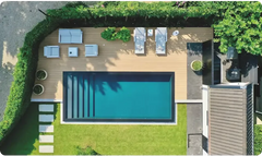 Pooltime Exclusive Infinity Pool – türkisfarbenes Wasser, schwarze Fliesen
