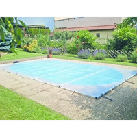 Blå pooltäckning för pool inkl handenhet