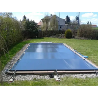 Blå pooltäckning för pool inkl handenhet