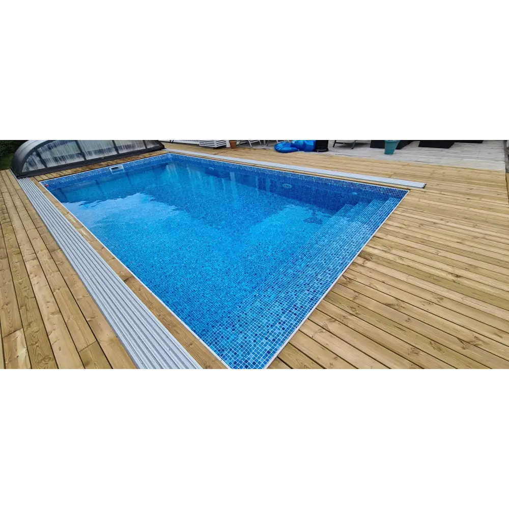 Thermopool Premium Plus med blå mosaik och silverkant