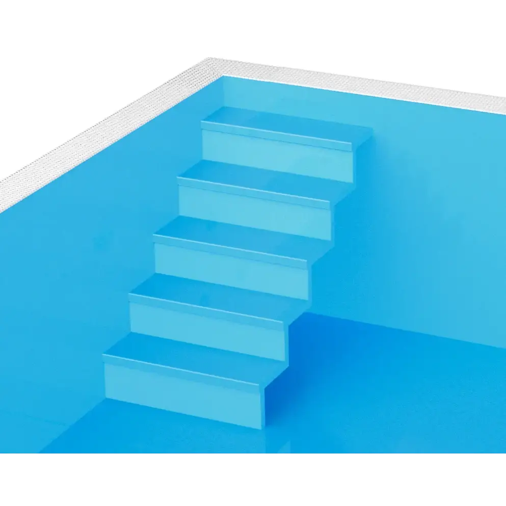 Blå pooltrappor med släta steg i Thermopp Poolpaket Qbig