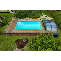 Rektangulär pool med klart blått vatten i Thermopp Poolpaket Qbig