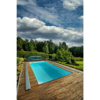 Rektangulär Thermopp poolpaket Qbig med klart blått vatten och glastak