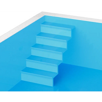 Blå pooltrappa i Thermopp Poolpaket Qbig med släta steg ner i vattnet