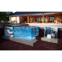 Blåvit underjordisk poolfiltreringssystem ThermoPP Poolpaket QBig 3×7 med synliga komponenter