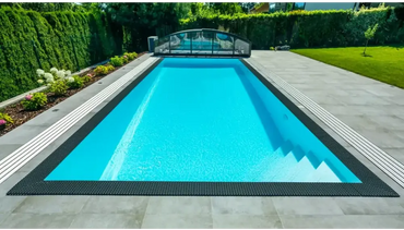 Qbig Overflow Poolpaket – schwarzer Rahmen, türkisfarbenes Wasser