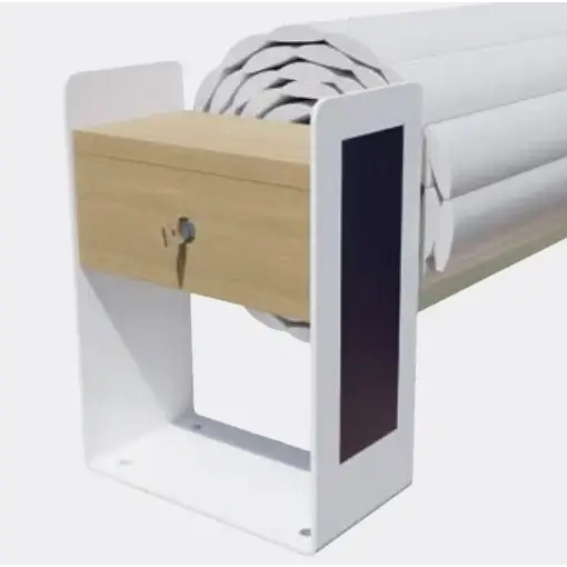 Vit top one ovanmark med vit trähållare och nyckelhål