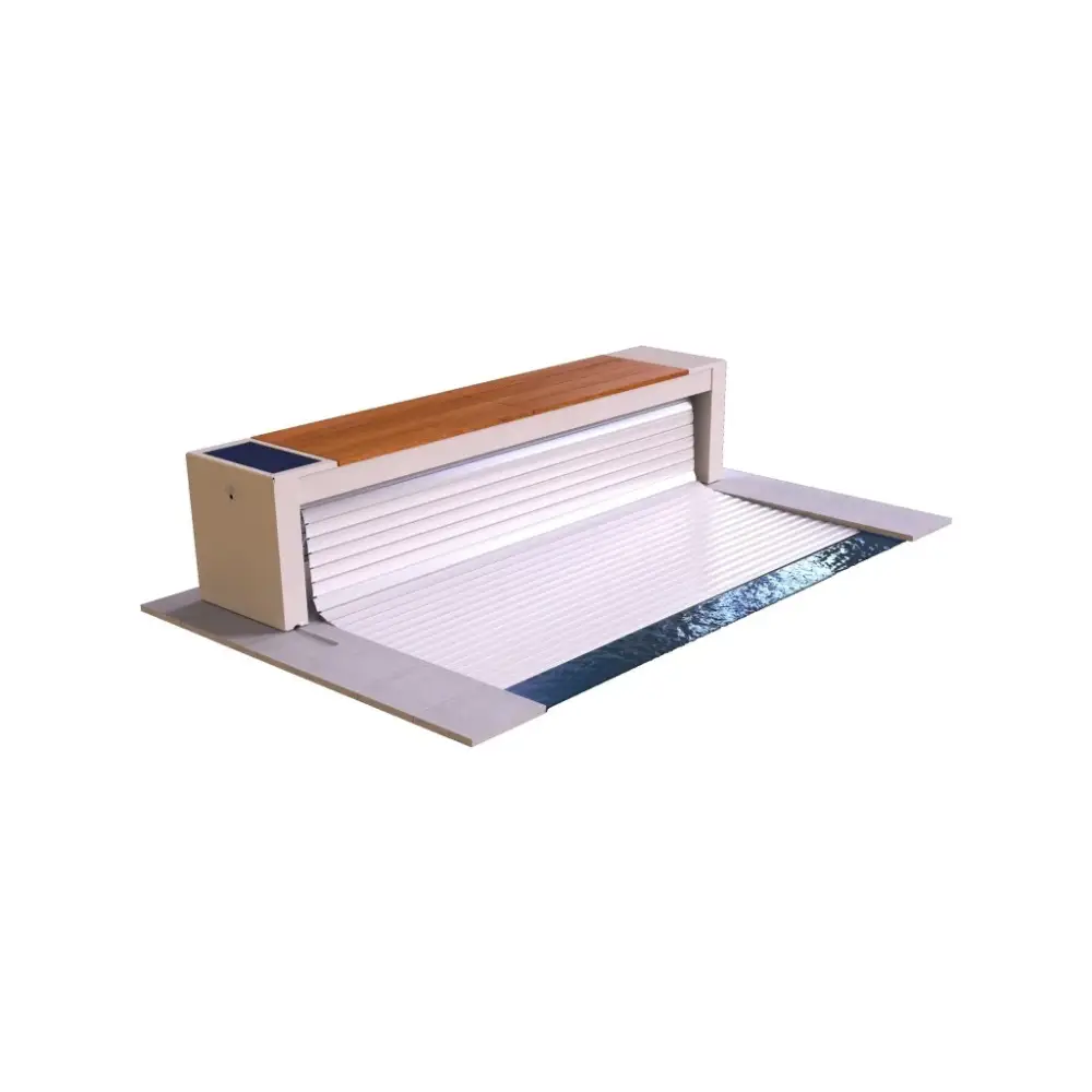 Topmoov ovanmark solcellsdriven utomhusvattenlek med 60x14mm lameller och LED-belysning