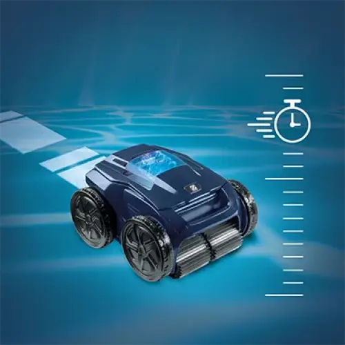 Blå robotisk poolrengörare med konstant cyklonal aspiration